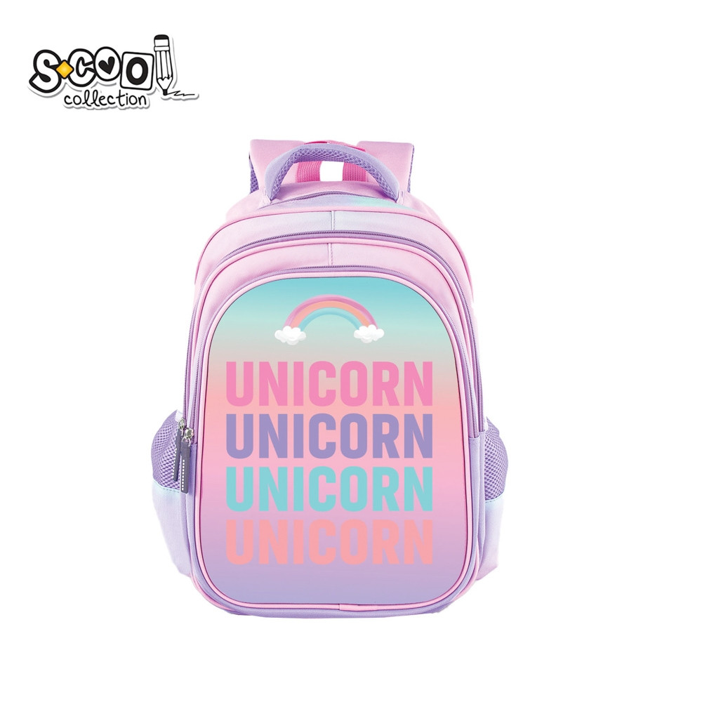 Ghiozdan 3D UNICORN pentru fetite 6-11 ani, buzunare laterale, picioare stabilizatoare, 38x35x20 cm - imagine 10